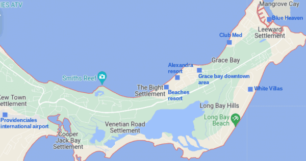 map of all inclusive villas in TCI